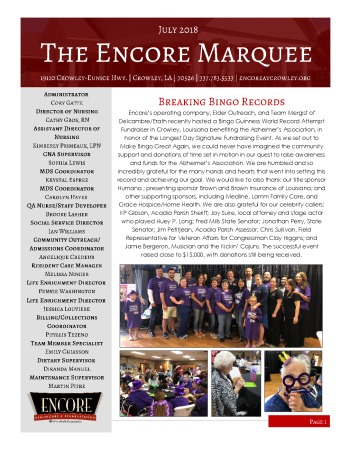 thumbnail of Encore Crowley July 2018 Newsletter