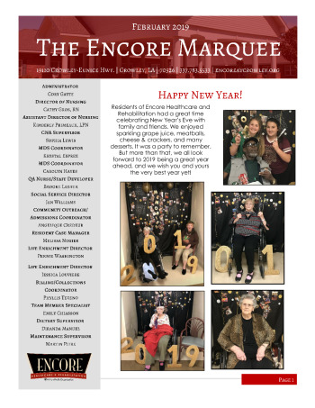 thumbnail of Encore Crowley February 2019 Newsletter FINAL